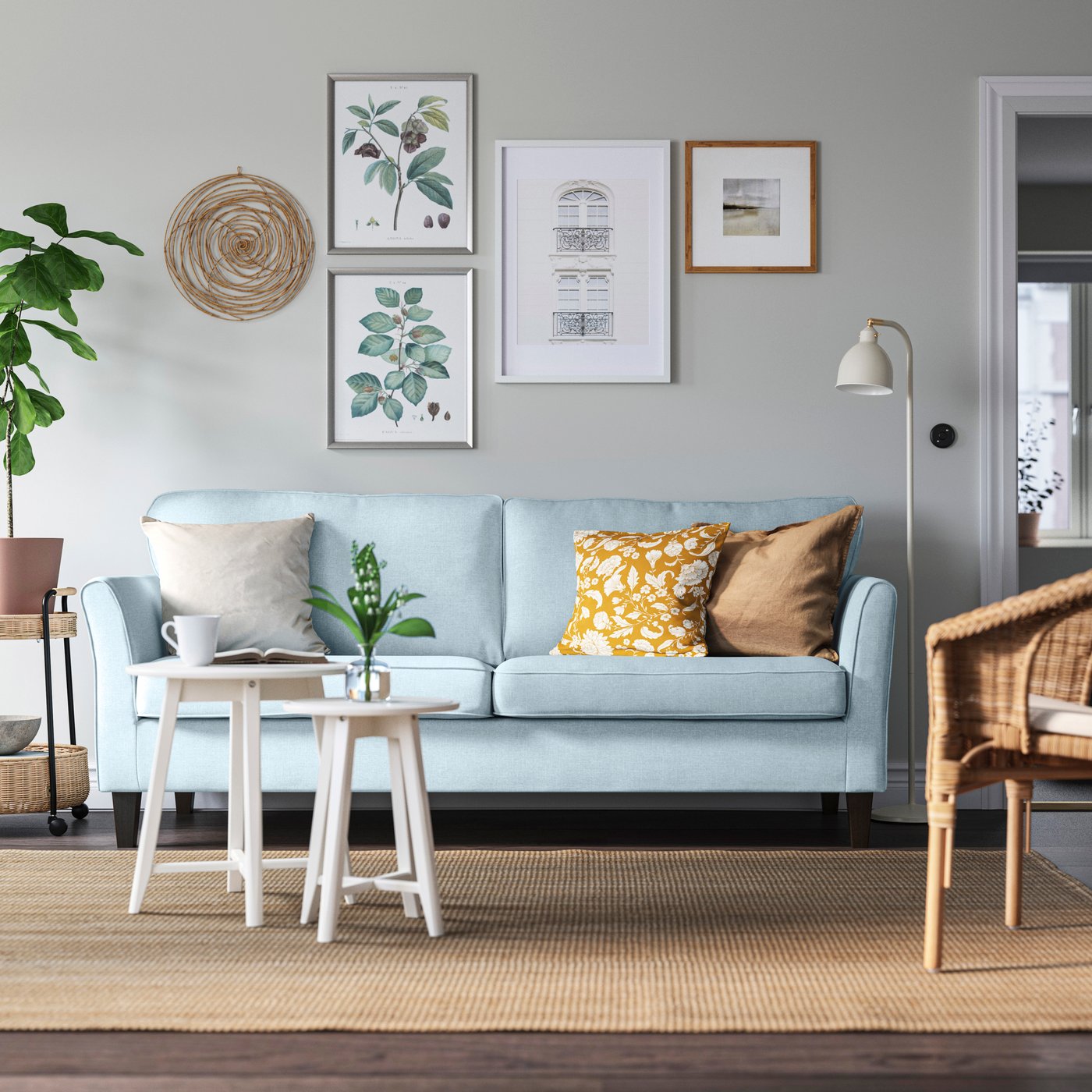 A Kilanda pale blue EKHOLMA 3-seat sofa