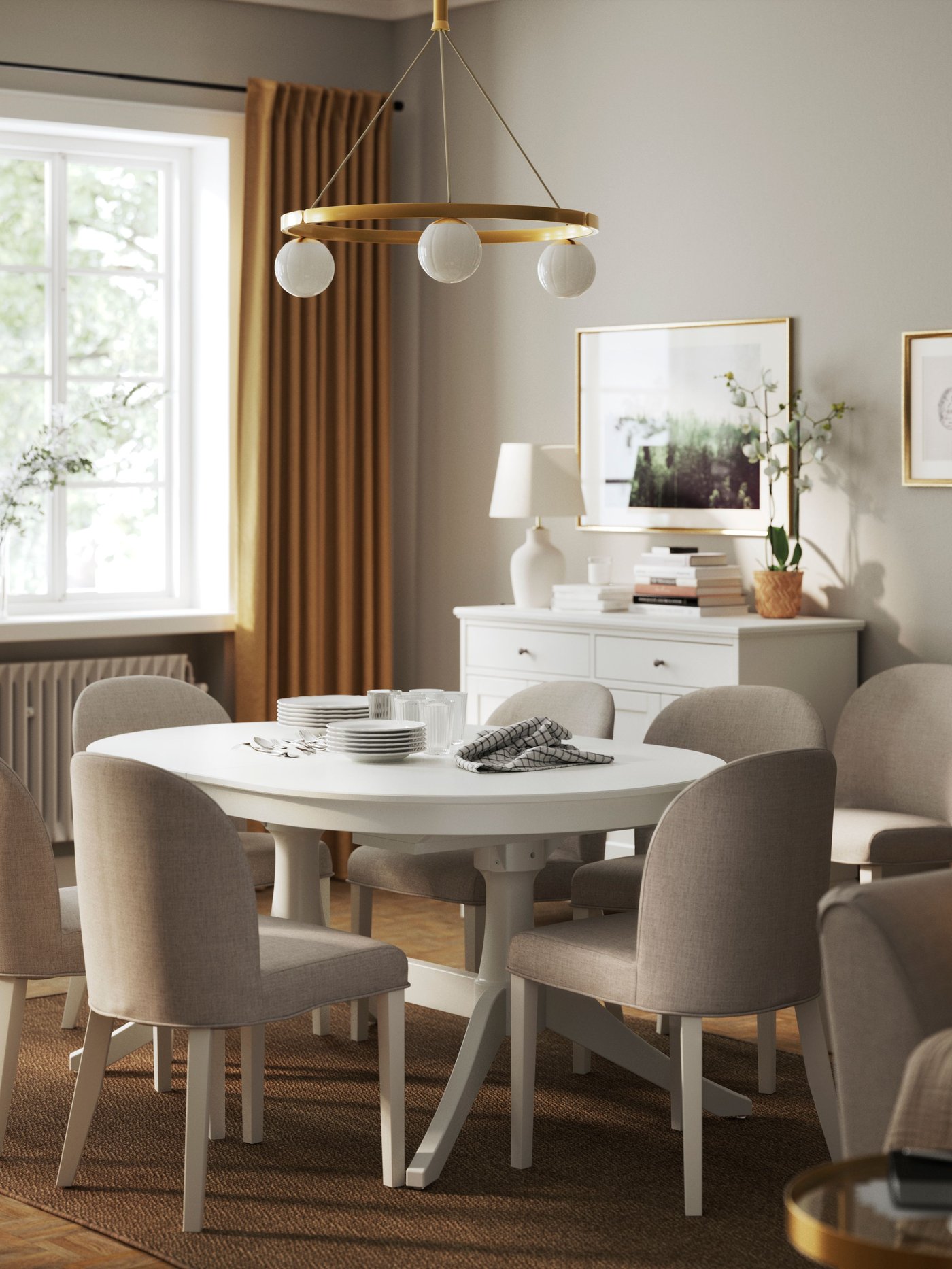 An opal white glass/brass-plated AKTERSPRING pendant lamp