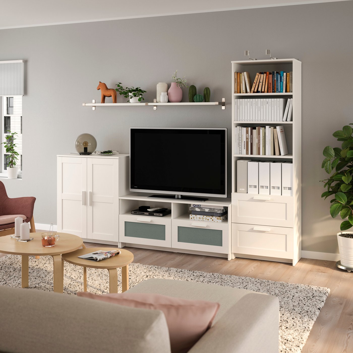A white BRIMNES TV storage combination