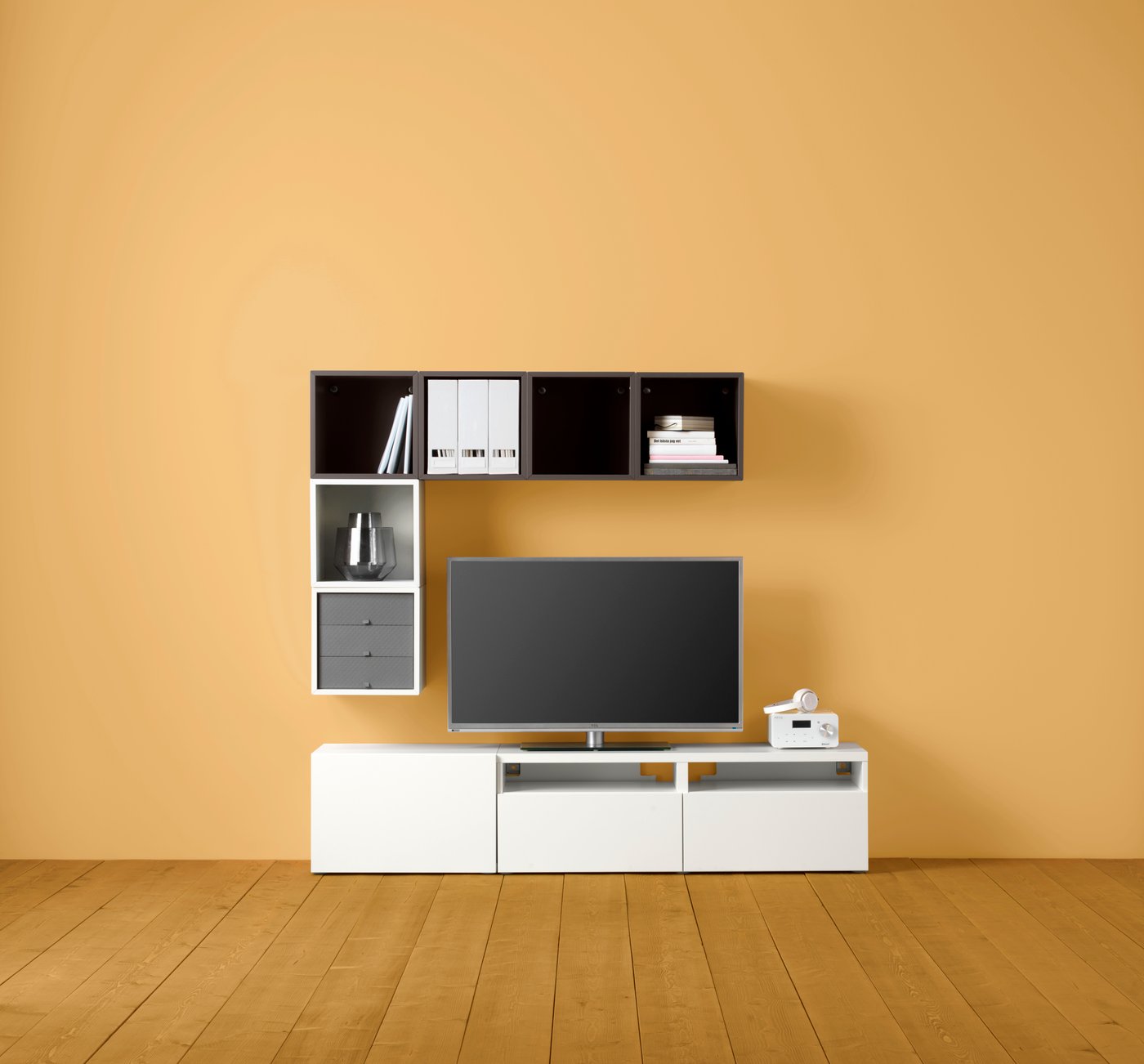A white/Lappviken white BESTÅ TV bench