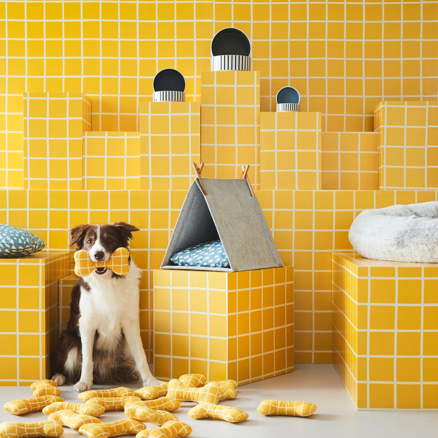 An yellow UTSÅDD soft toy for dog