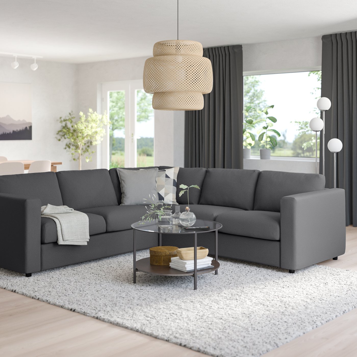 A Hallarp grey VIMLE corner sofa, 4-seat