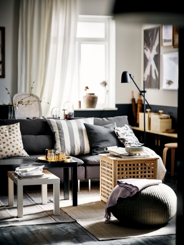 A grey SANDARED pouffe