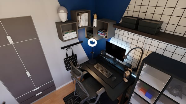 Quarto gaming com espaço funcional