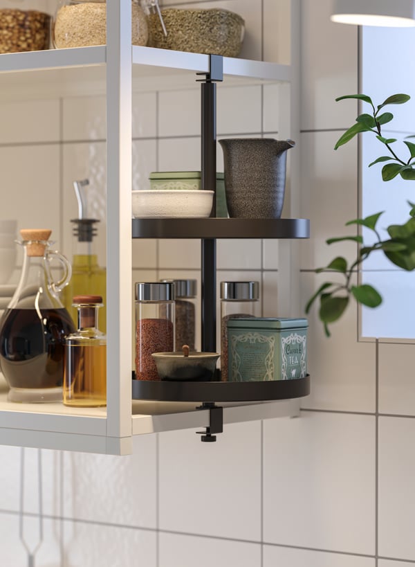 A rotating turntable in your kitchen cabinet