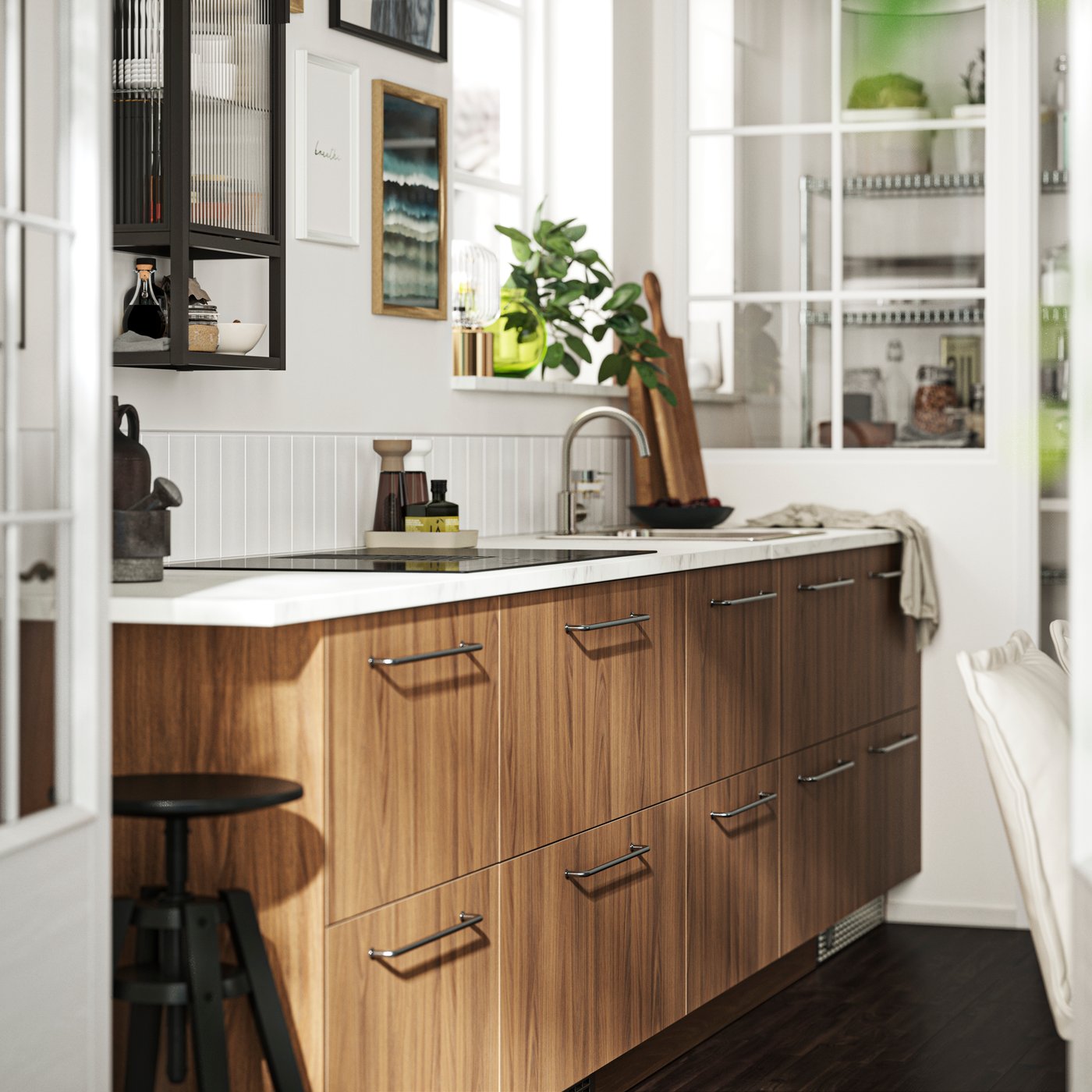A white lively marble effect/laminate EKBACKEN worktop
