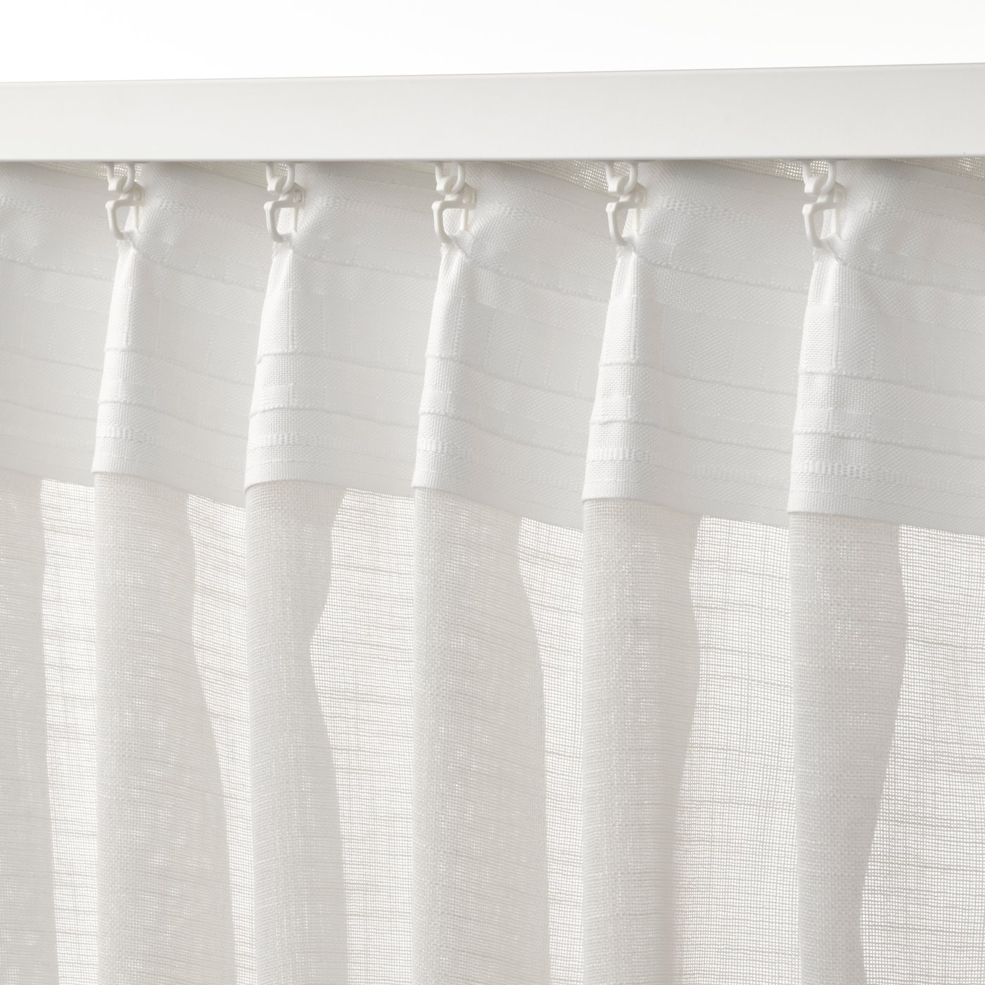 A white/with heading tape HÄLLEBRÄCKA sheer curtains, 1 pair