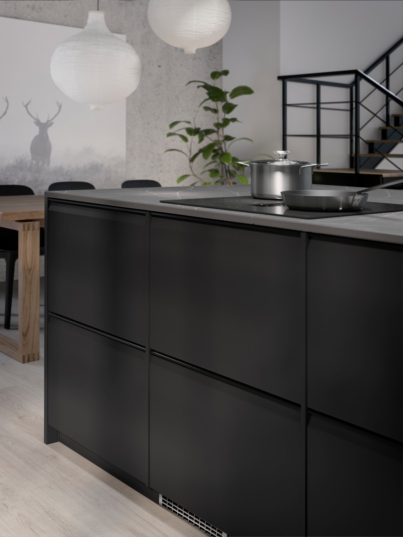 A matt black/brown/marble effect ceramic SKARARP custom made worktop