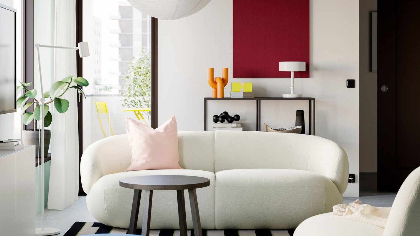An Axvall off-white LILLESÄTER 3-seat sofa in the NA