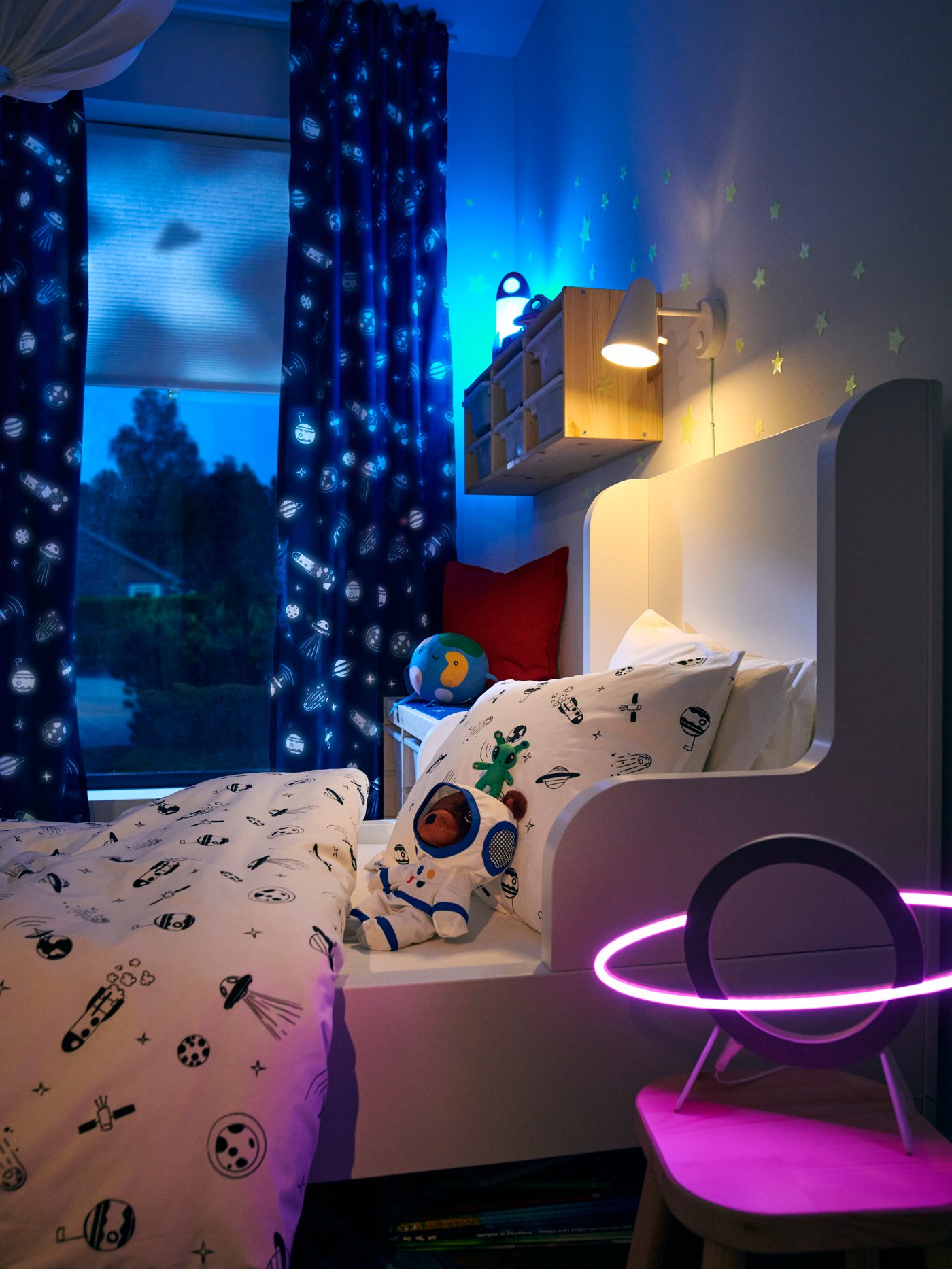 A rocket/multicolour AFTONSPARV LED table lamp