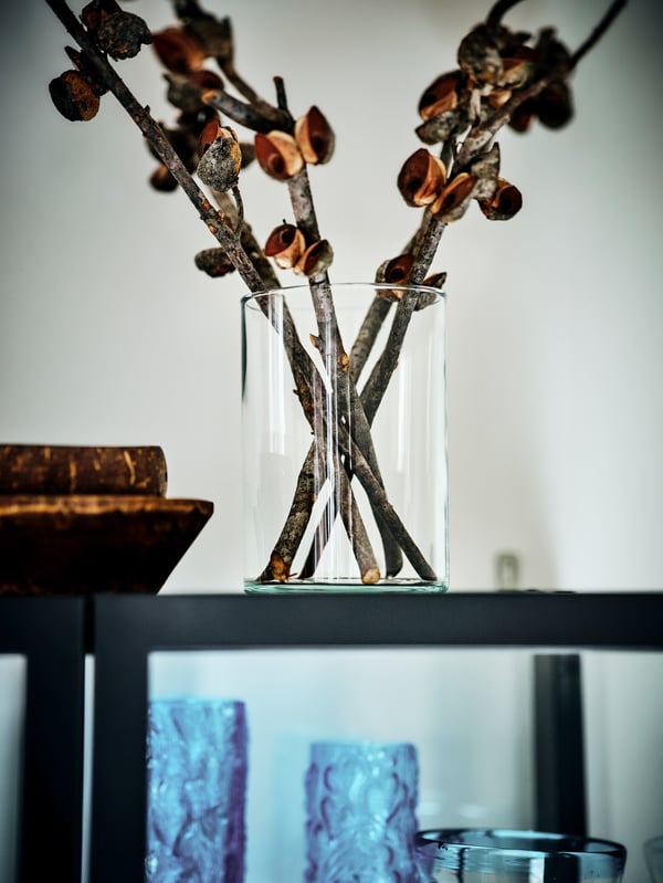 A clear glass CYLINDER vase