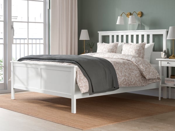 Structure de lit HEMNES teintée blanche