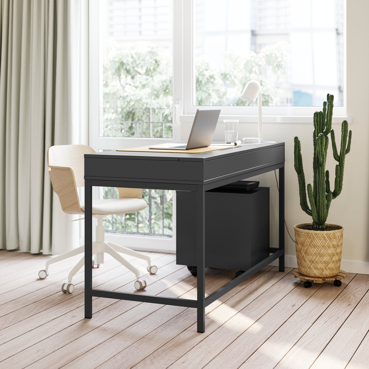 A black-brown ALEX desk in the home office