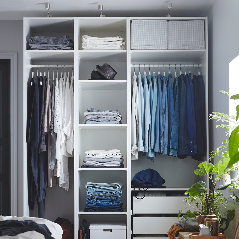 A white/black STUK storage case in the bedroom