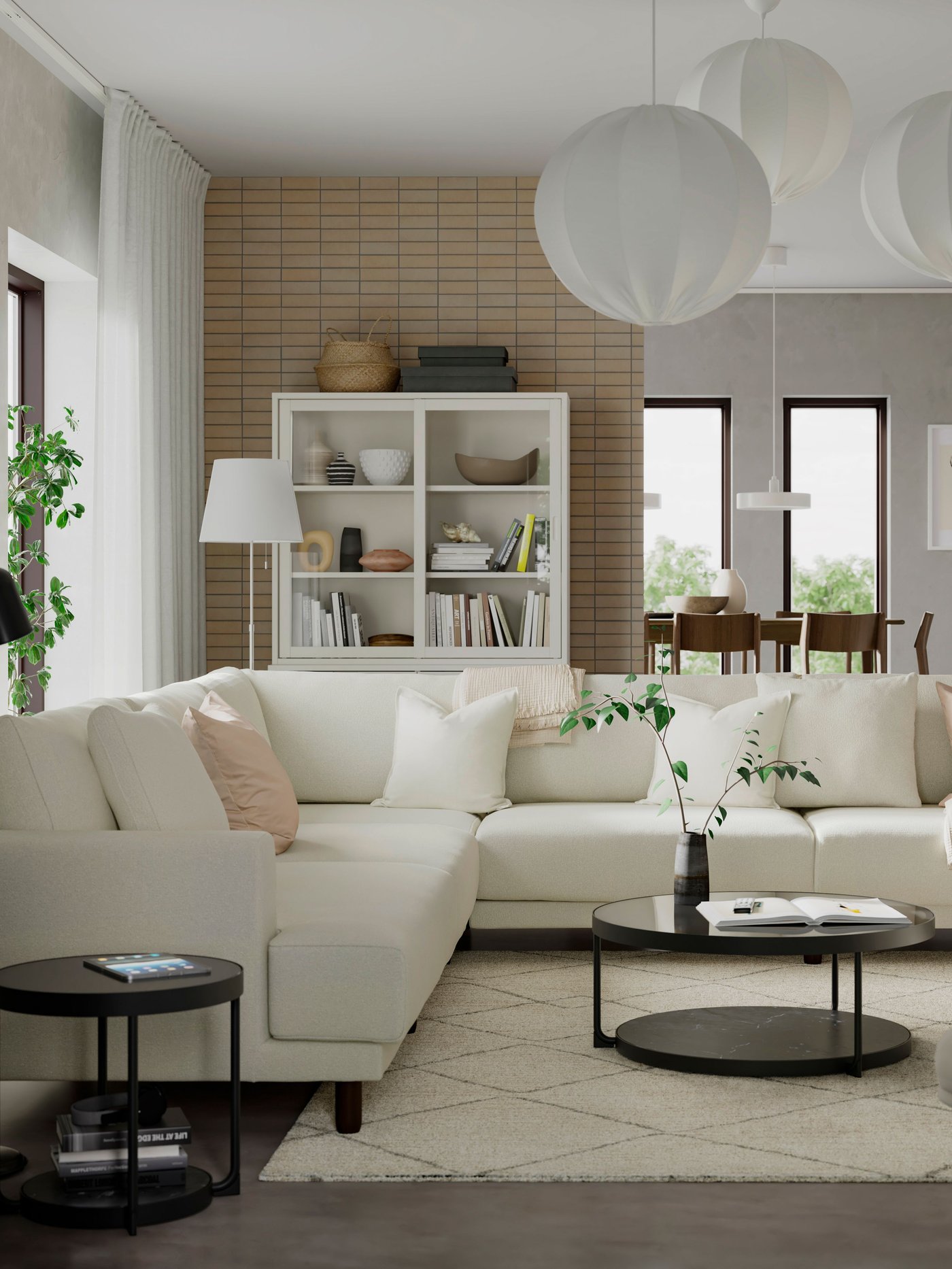 An Axvall off-white UPPÅKRA modular corner sofa, 6 seat in the living room