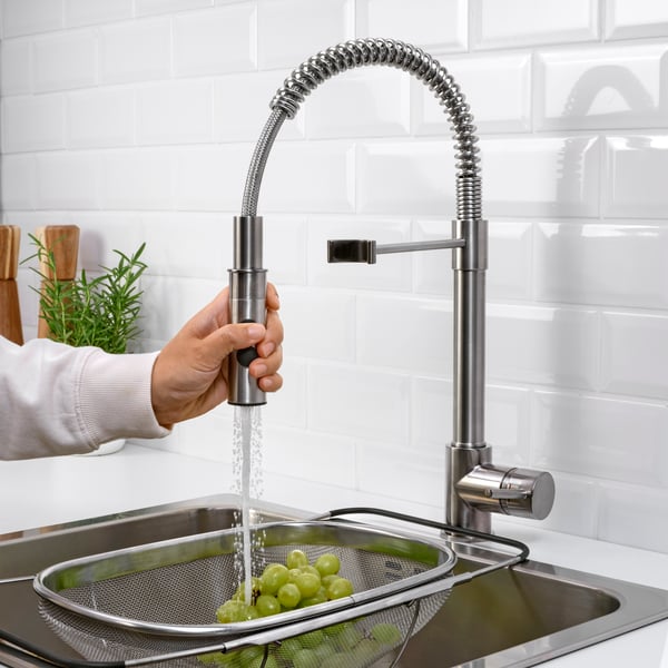 A stainless steel colour VIMMERN kitchen mixer tap/handspray