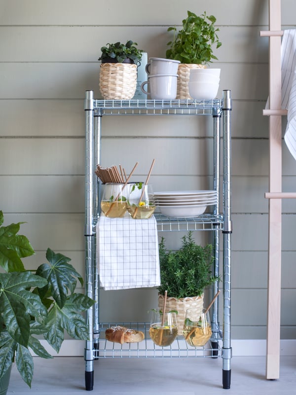 A galvanised OMAR shelving unit