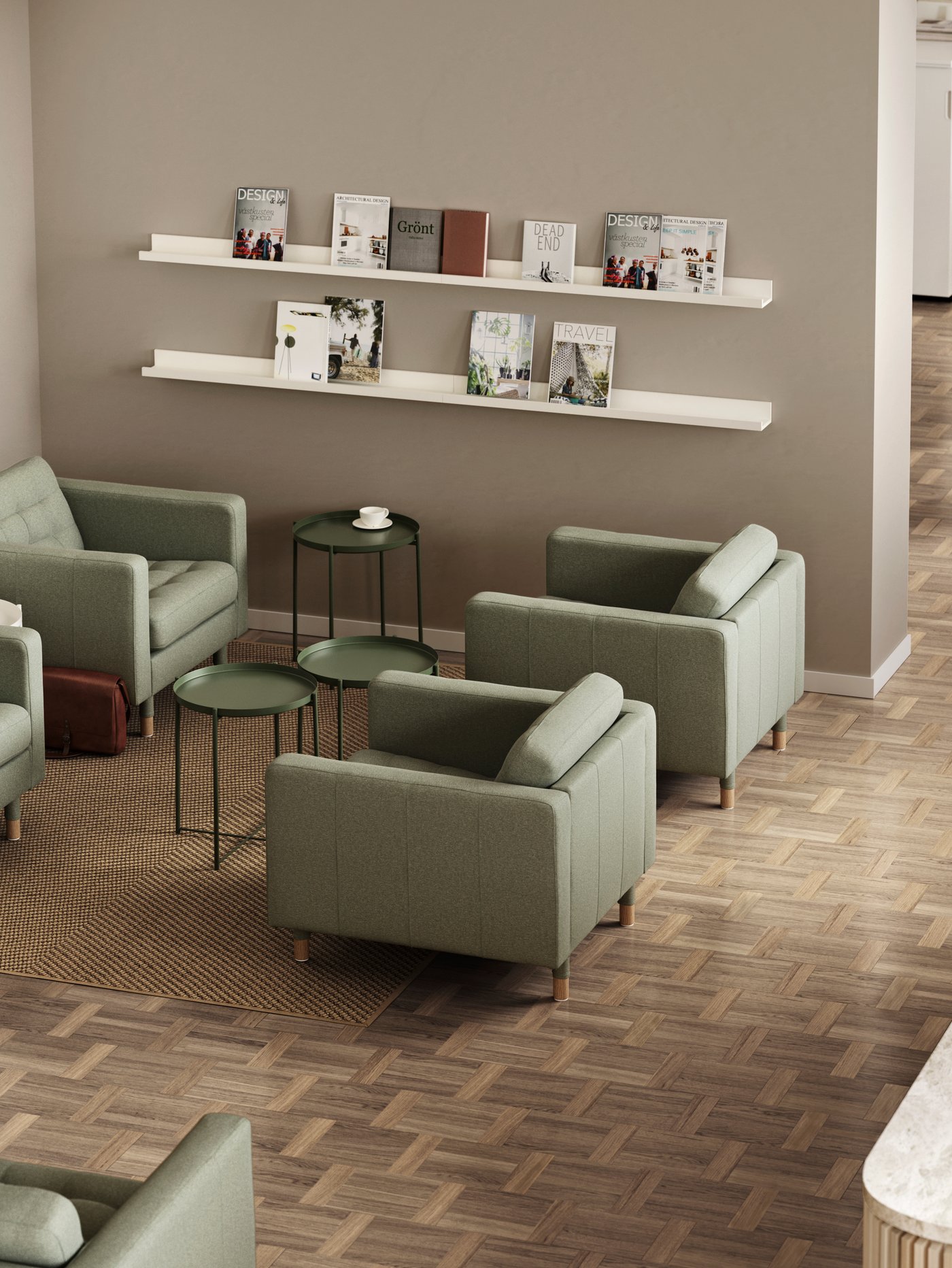 A dark green GLADOM tray table in the home office