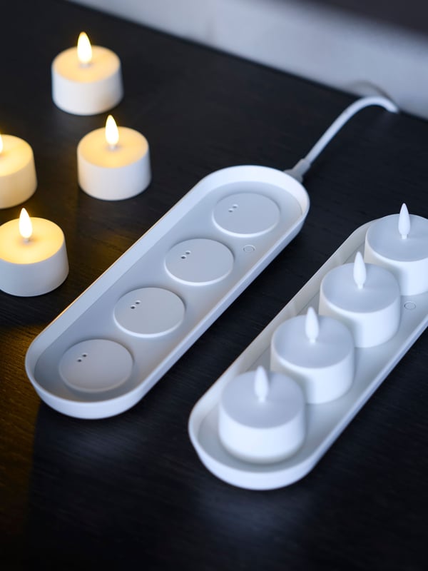 A with charging tray white SKATGÅS LED tealight kit