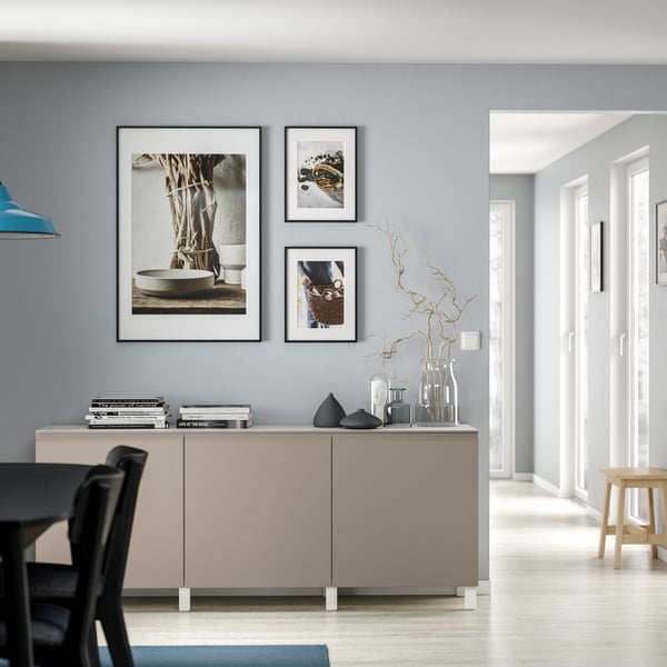 IKEA BESTÅ storage combination with doors in the dining room.