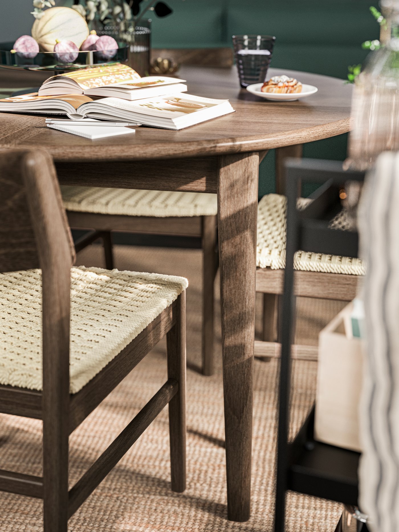 A brown beech/veneer SKANSNÄS extendable table