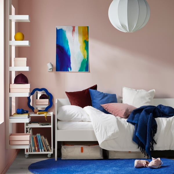 A white VIHALS daybed frame