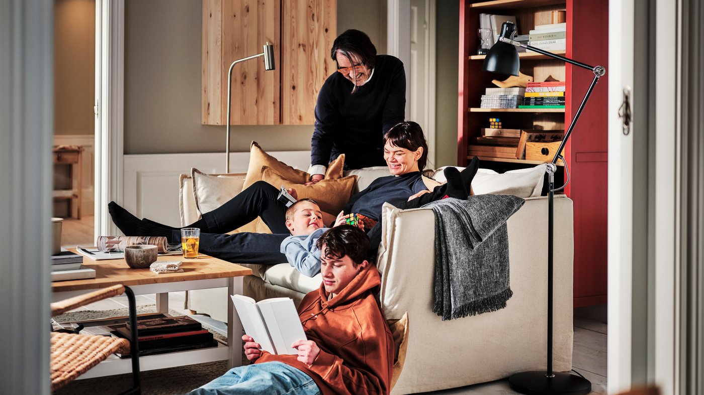 A Katorp natural BACKSÄLEN 3-seat sofa in the living room