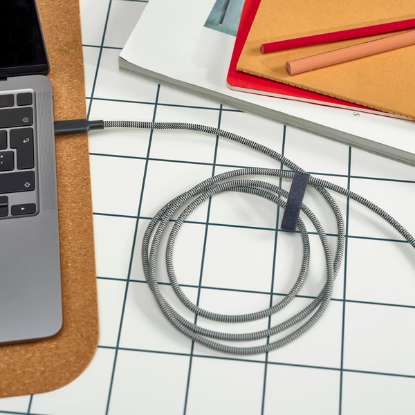 RUNDHULT USB-C to USB-C, black/white cable