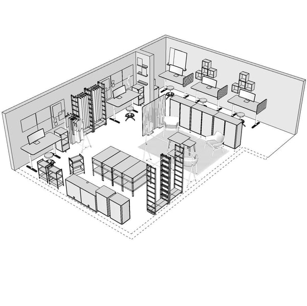 A computer model of a room as part of IKEA for business