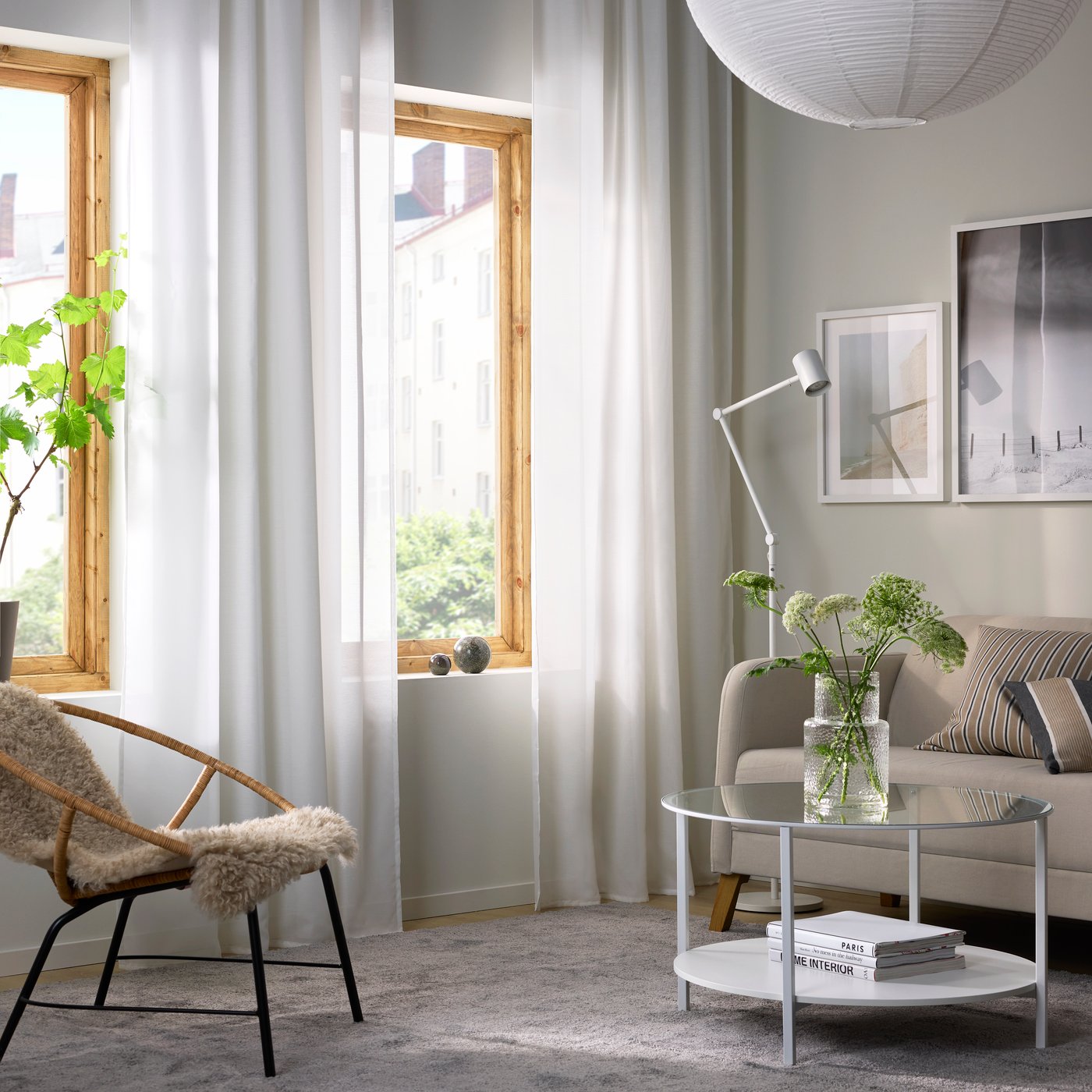 A white/with heading tape HILJA curtains, 1 pair