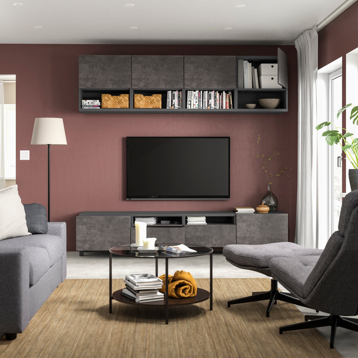 A dark grey/Kallviken/Stubbarp dark grey BESTÅ TV storage combination