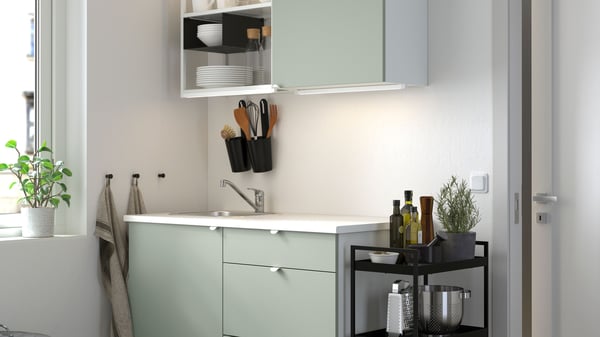 An ENHET kitchen in light green