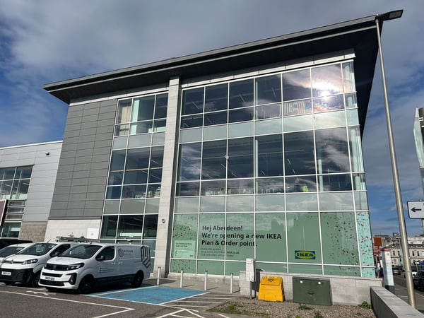 The store front of the IKEA Aberdeen Plan and order point store.