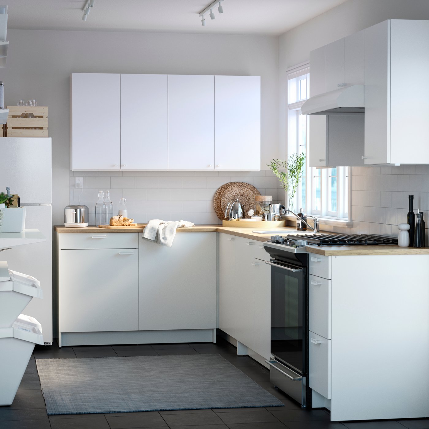 Armario base KNOXHULT de 40 cm en color blanco, con cajones para organización y almacenamiento en cocina.