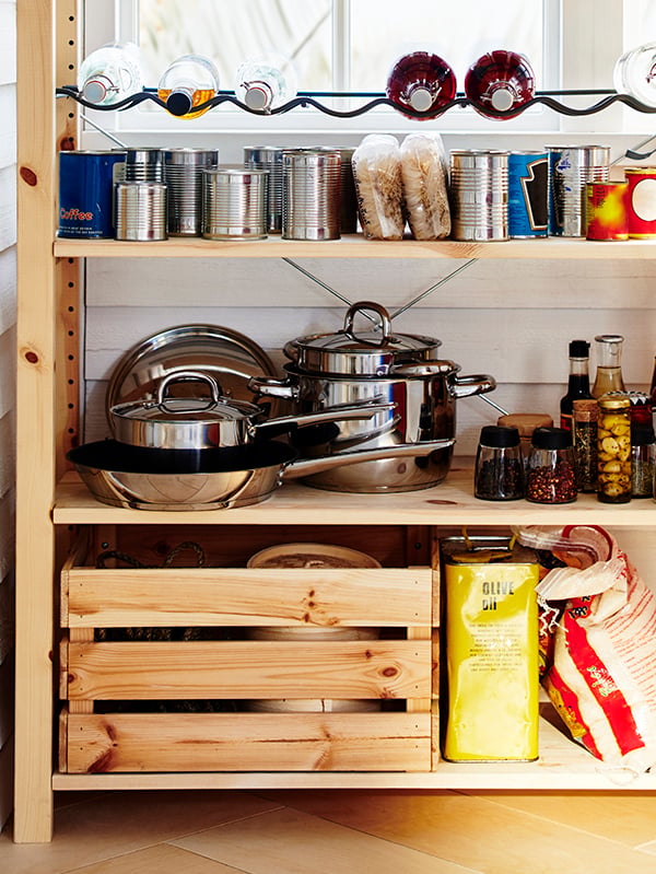 A pine KNAGGLIG box in the kitchen
