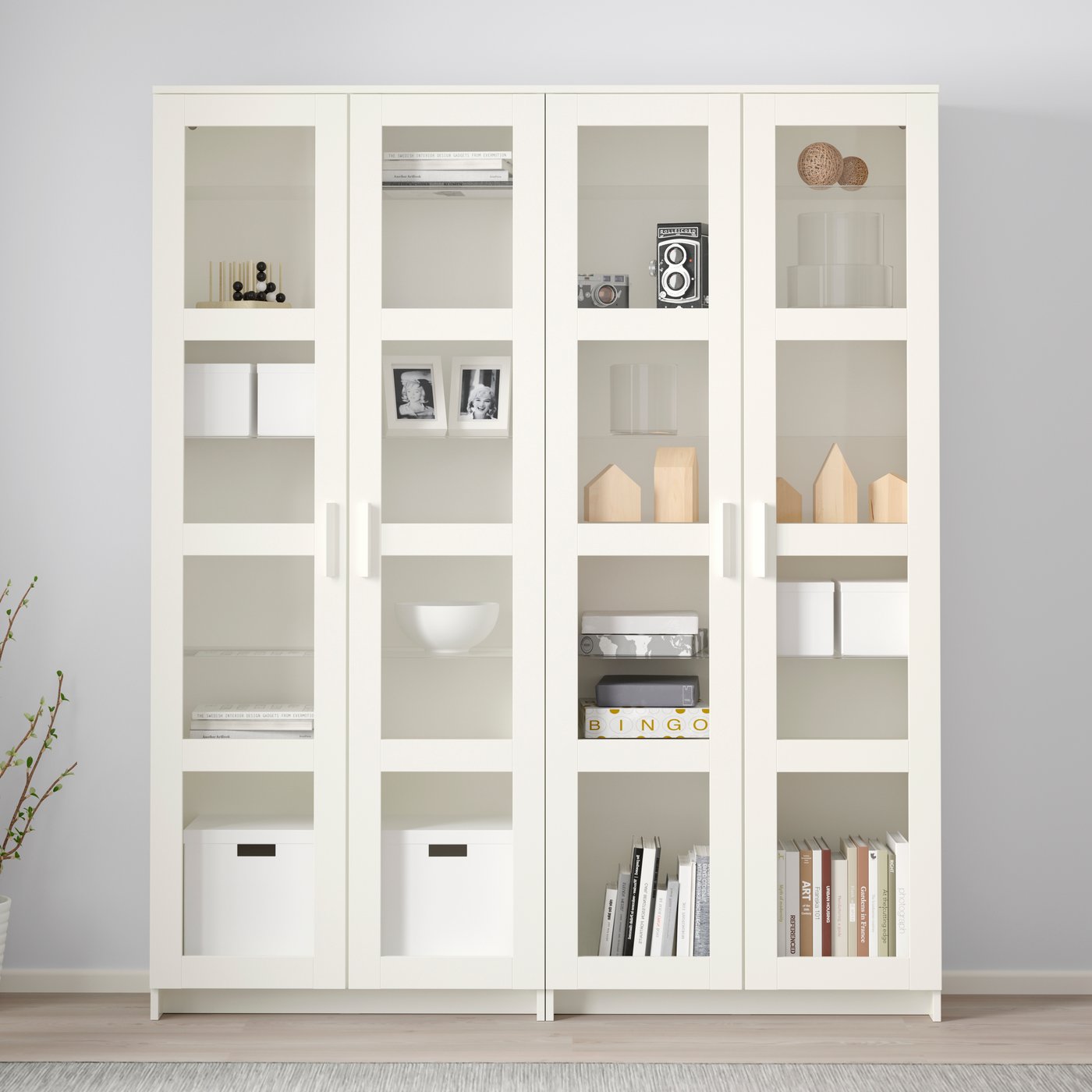 A white BRIMNES storage combination w glass doors