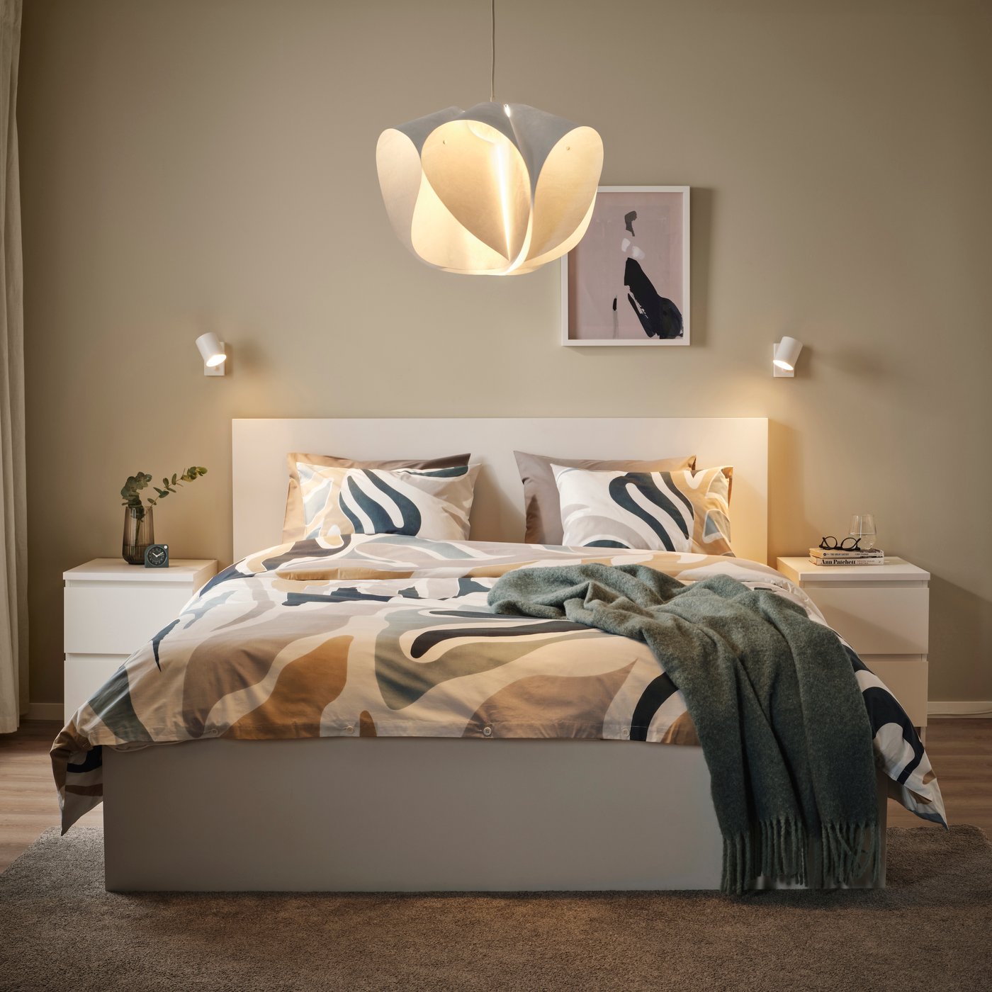 A white BÄCKNATE pendant lampshade