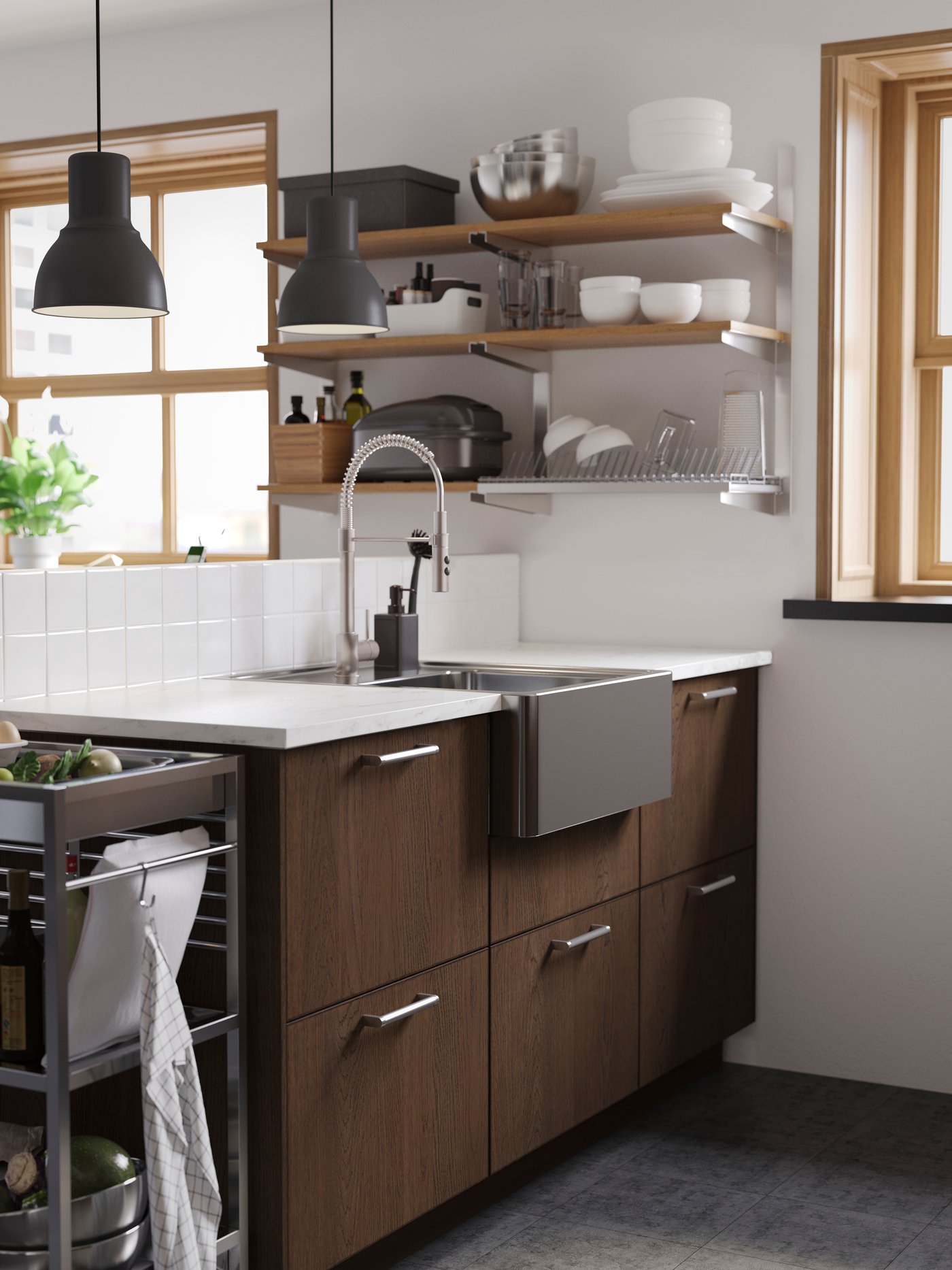 A stainless steel BLANDA BLANK serving bowl in the kitchen