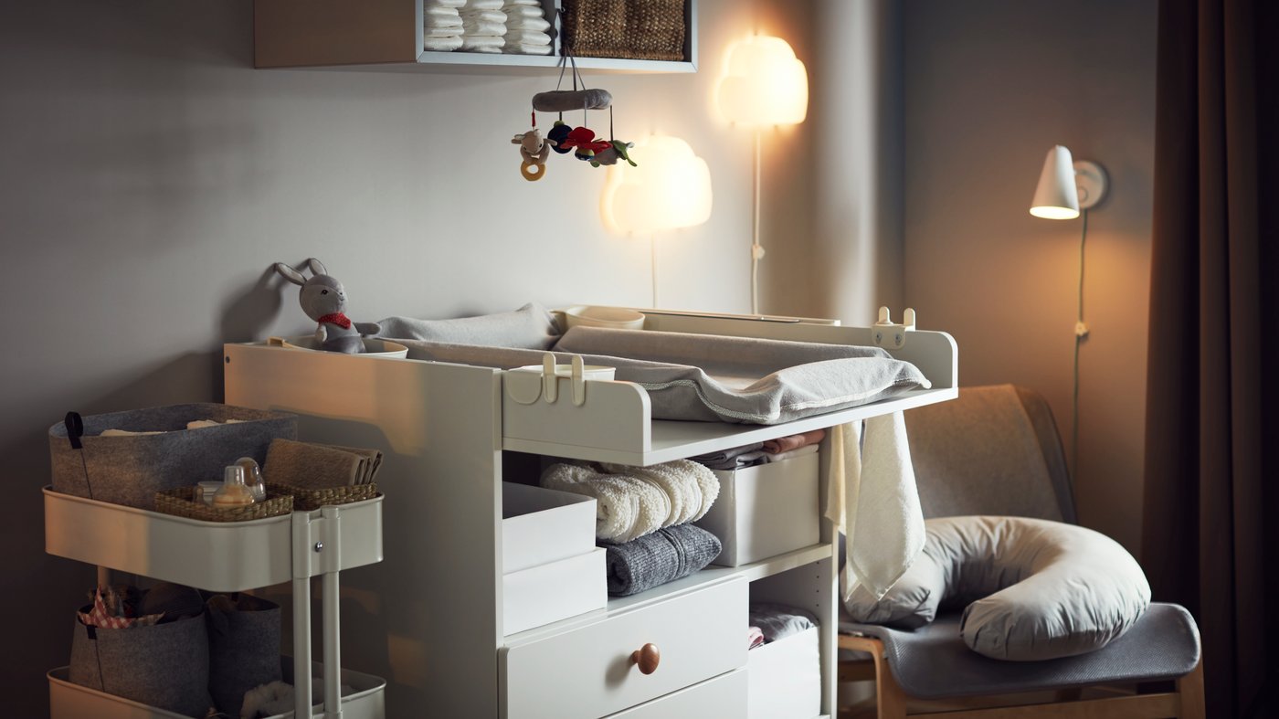 A white white/with 3 drawers SMÅSTAD changing table