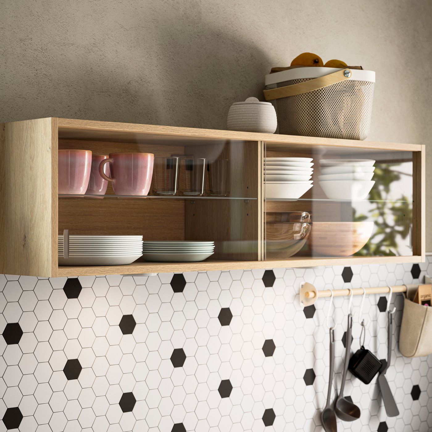Bay of cabinets