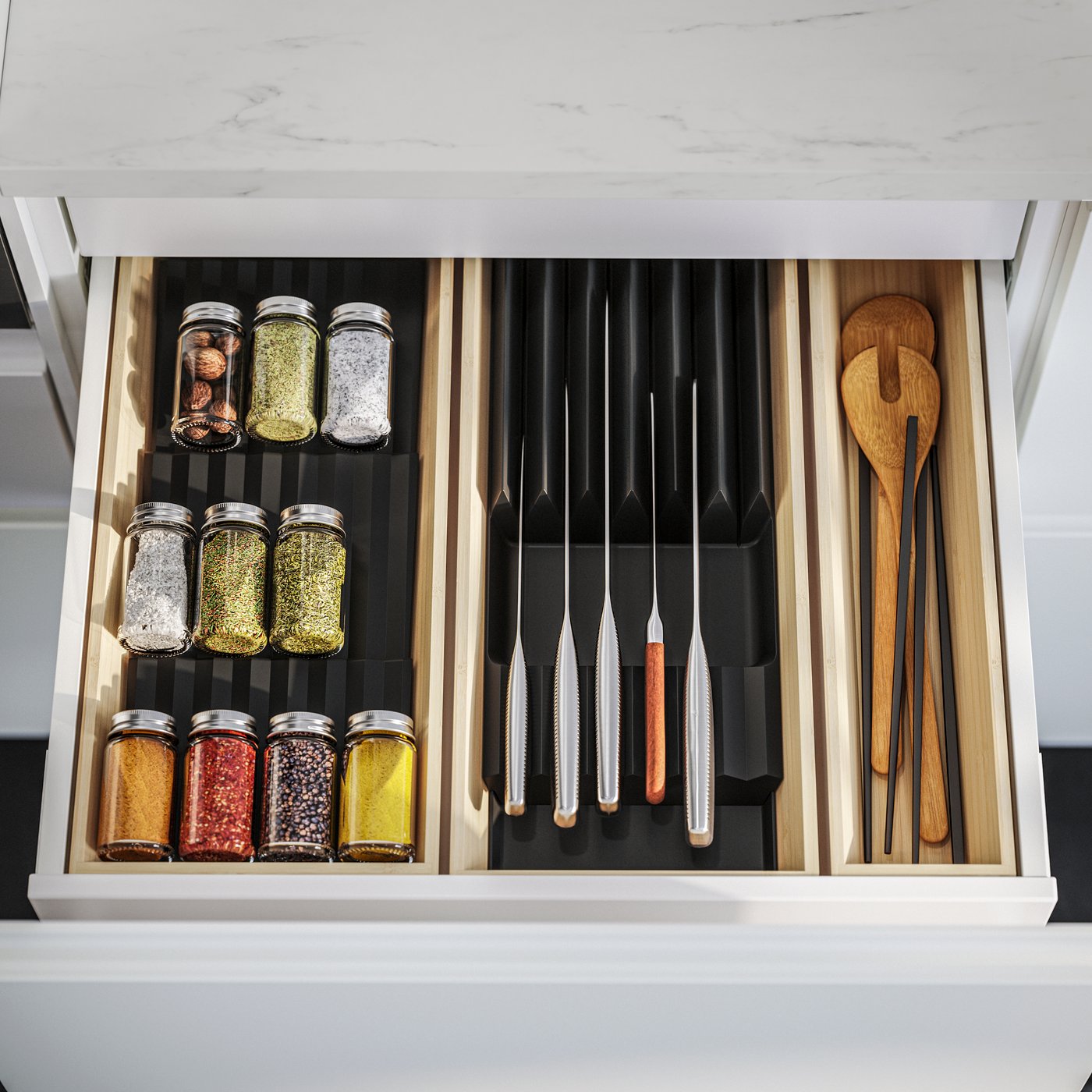 A stainless steel IKEA 365+ bread knife in the kitchen