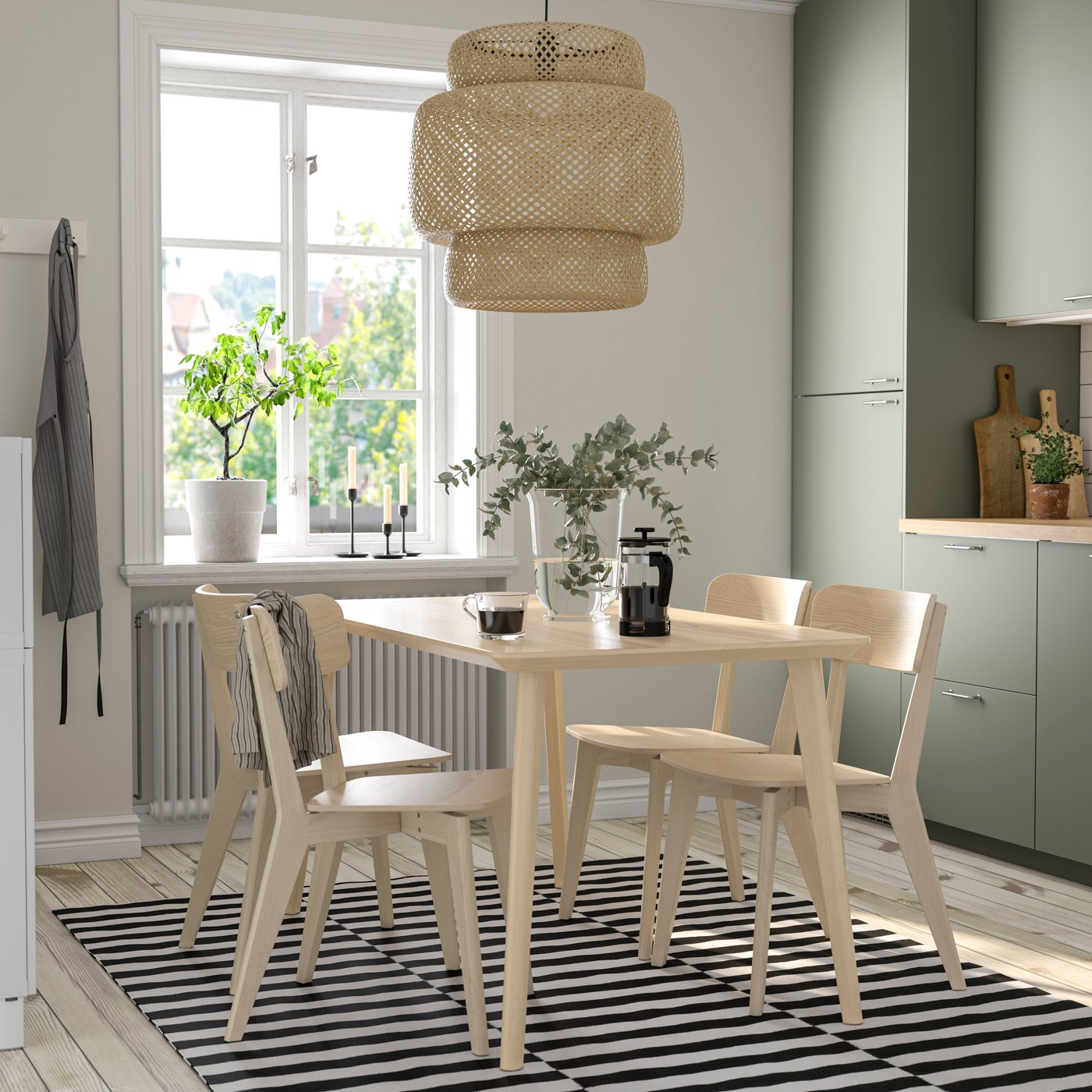 An ash veneer LISABO table in the kitchen
