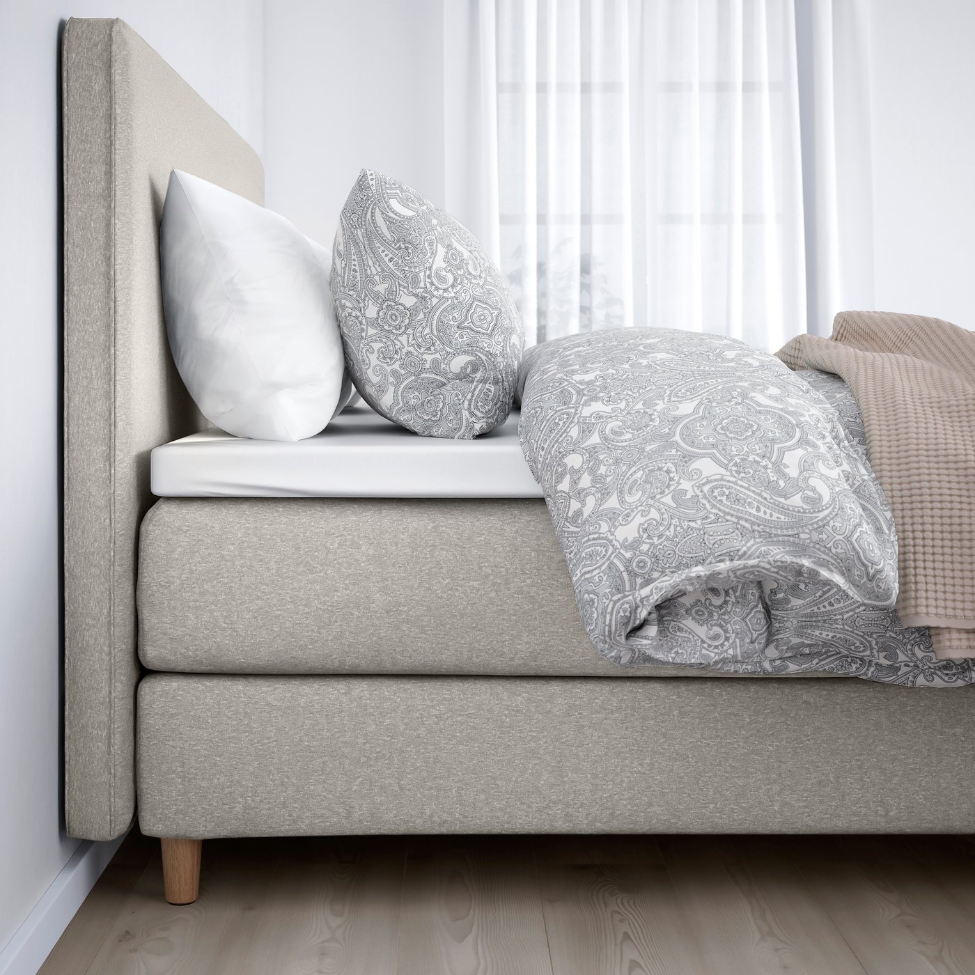 A Valevåg firm/medium firm/Tussöy Gunnared beige DUNVIK divan bed