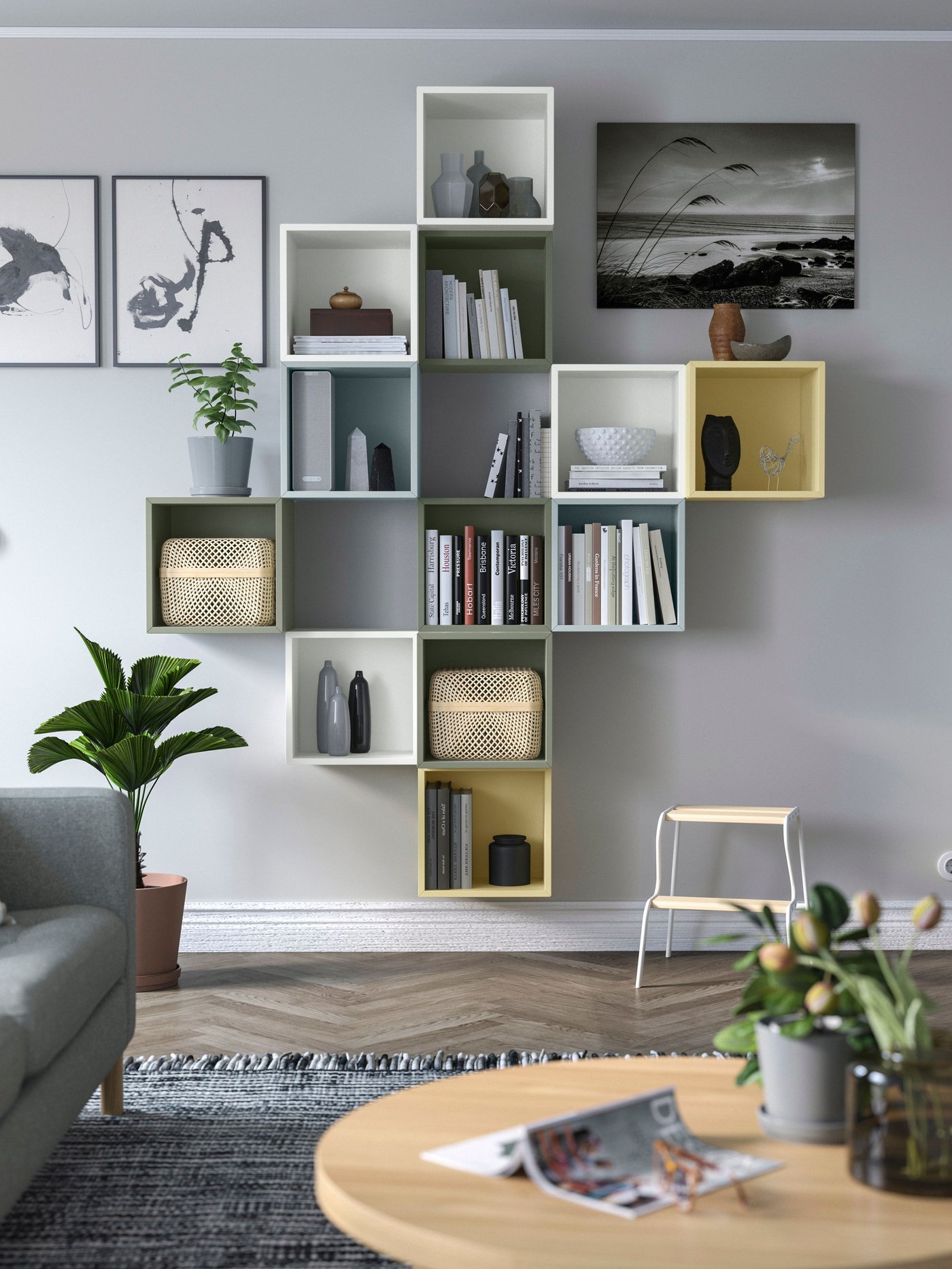 EKET storage wall combination yellow, white and other colours