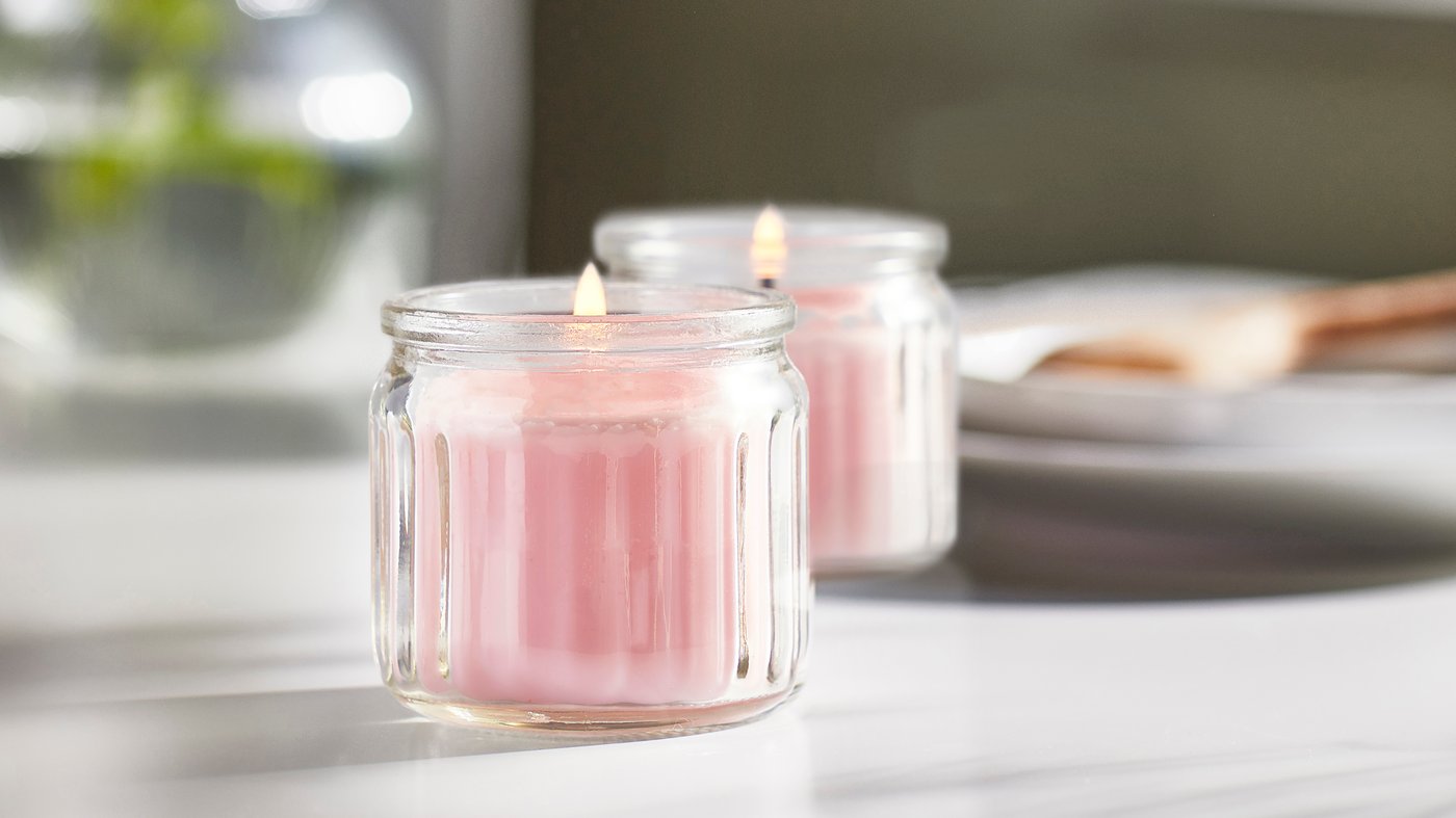 LUGNARE geurkaars in glas, jasmijn/roze