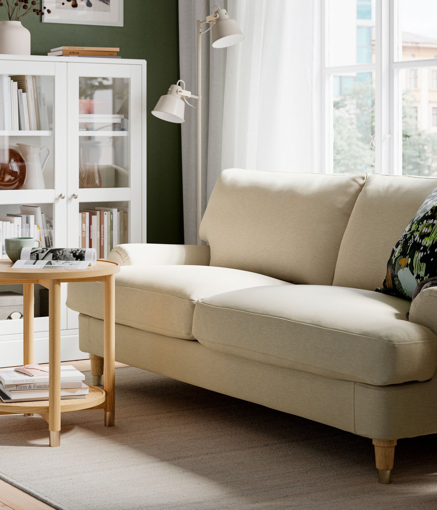 A Knäbäck light beige VALNÄS 2-seat sofa in the living room