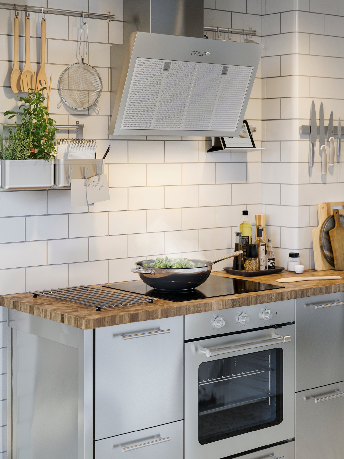 An IKEA 300 stainless steel MATTRADITION forced air oven in the kitchen
