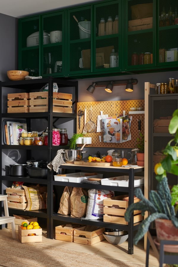 A black/pine plywood BROR work bench in the kitchen