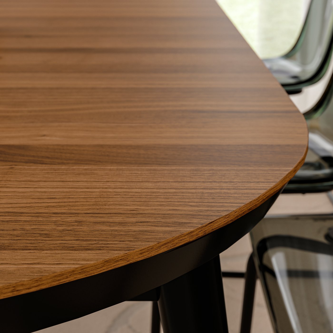 A black/walnut veneer TJÄRKIL extendable table