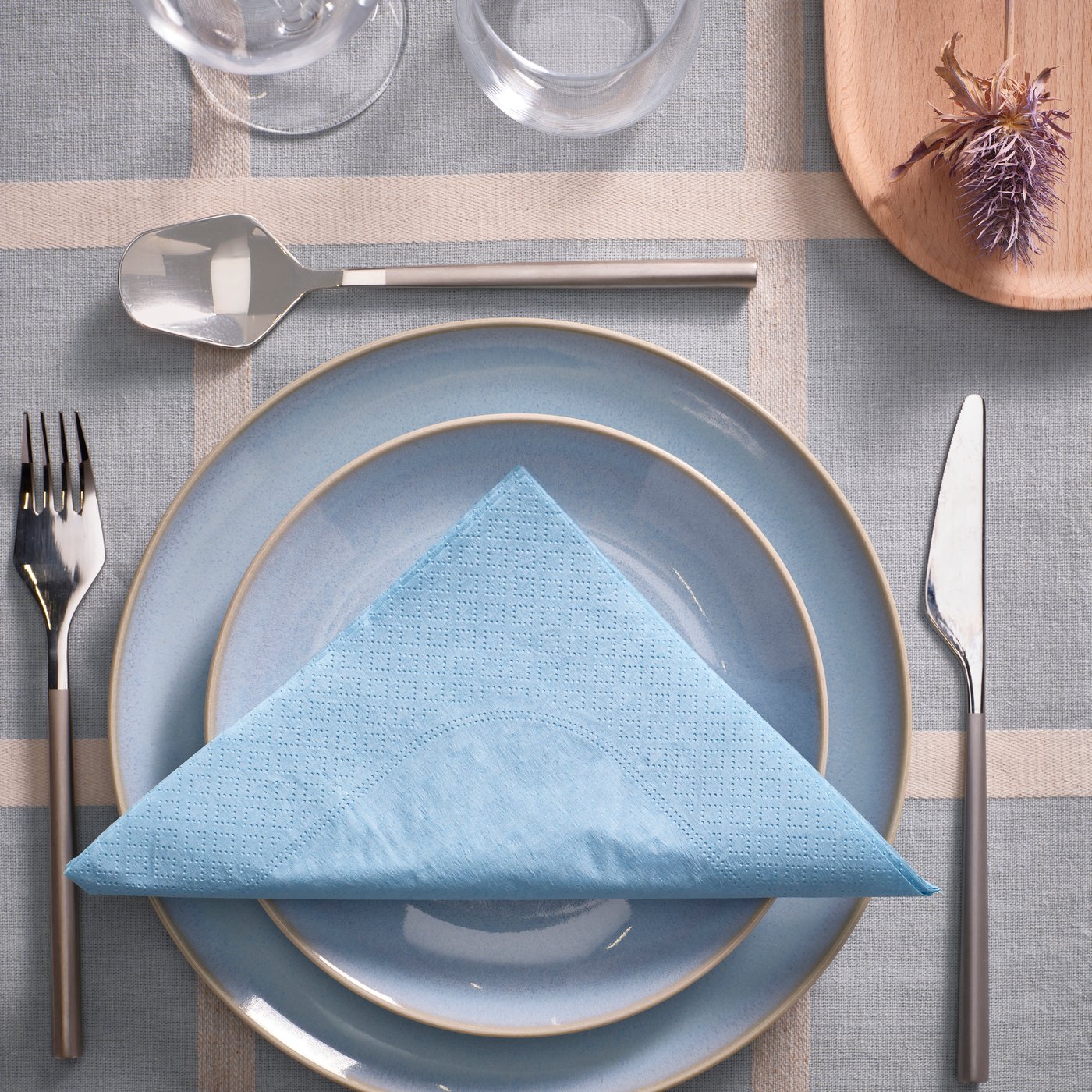 Serviette de table en papier FANTASTISK gris-bleu